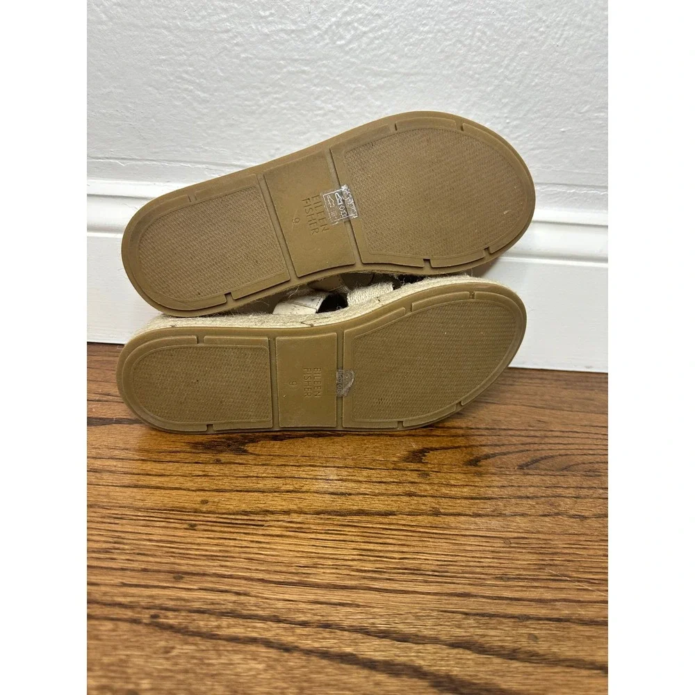 Eileen Fisher Mayla Jute Espadrille Sandal Platform Slide Beige Tan Size 9
